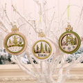 New Year 2022 1PC 2D 3D Christmas Ornament Wooden Hanging Pendants Star Xmas Tree Bell Christmas Decorations For Home Navidad